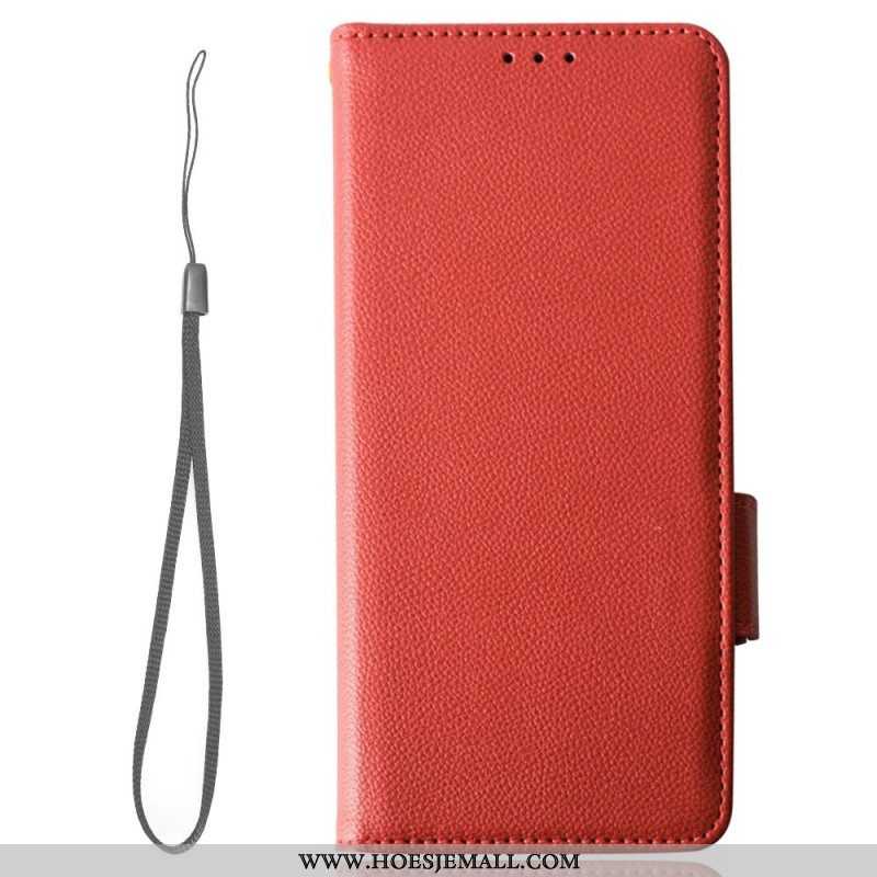 Folio-hoesje voor Samsung Galaxy A14 / A14 5G Met Ketting Strappy Litchi Lederen Stijl