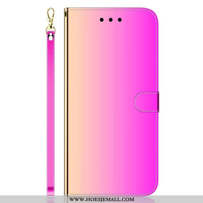 Folio-hoesje voor Samsung Galaxy A14 / A14 5G Spiegel En Lanyard