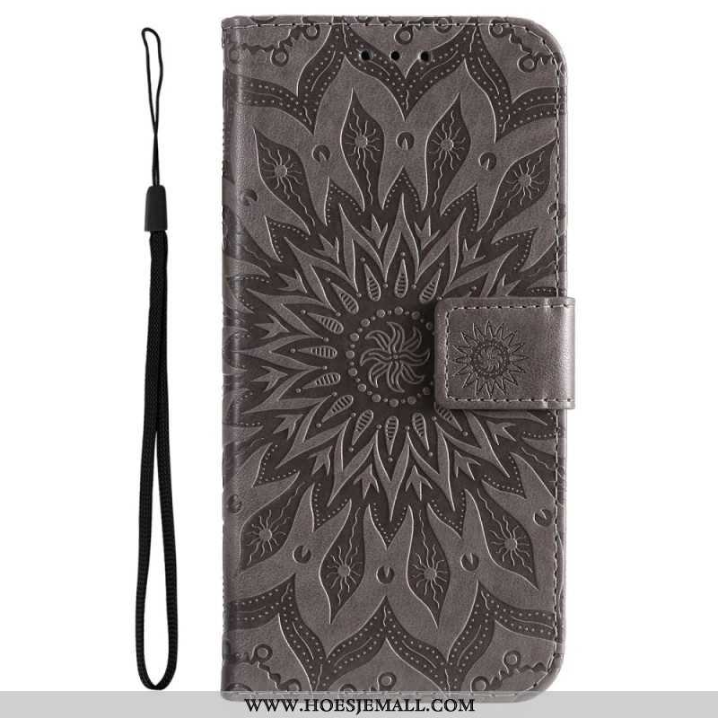 Folio-hoesje voor Samsung Galaxy A14 / A14 5G Mandala Zon Met Lanyard