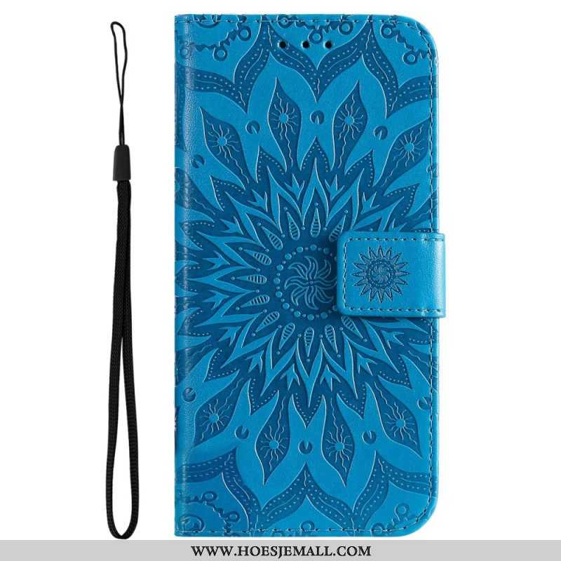 Folio-hoesje voor Samsung Galaxy A14 / A14 5G Mandala Zon Met Lanyard