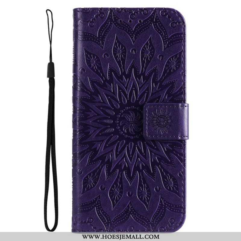 Folio-hoesje voor Samsung Galaxy A14 / A14 5G Mandala Zon Met Lanyard