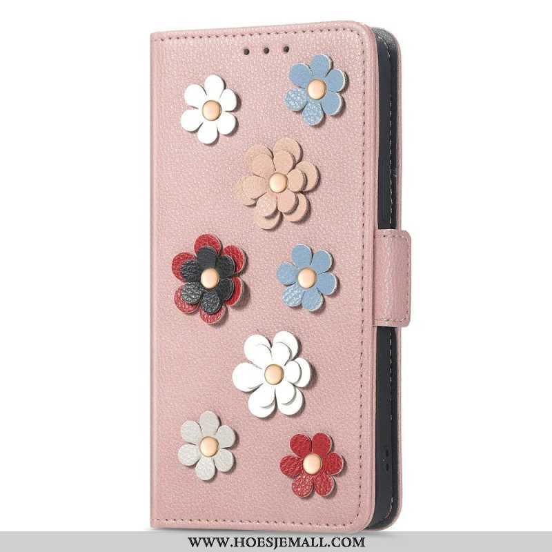 Folio-hoesje voor Samsung Galaxy A14 / A14 5G Strappy Litchi Lederen Stijl