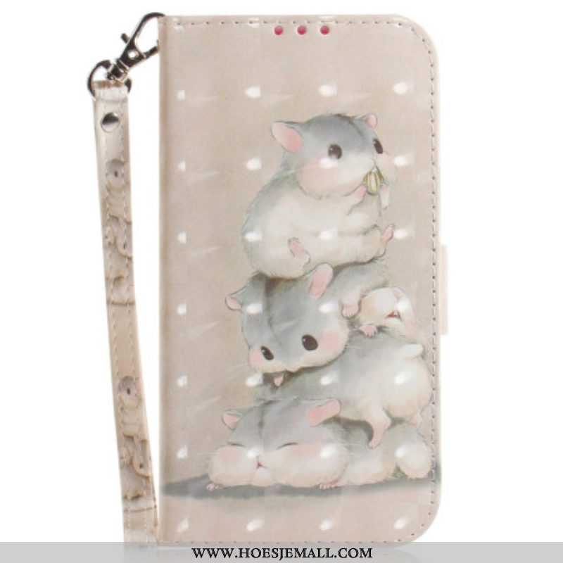 Folio-hoesje voor Samsung Galaxy A14 / A14 5G Met Ketting String Hamsters