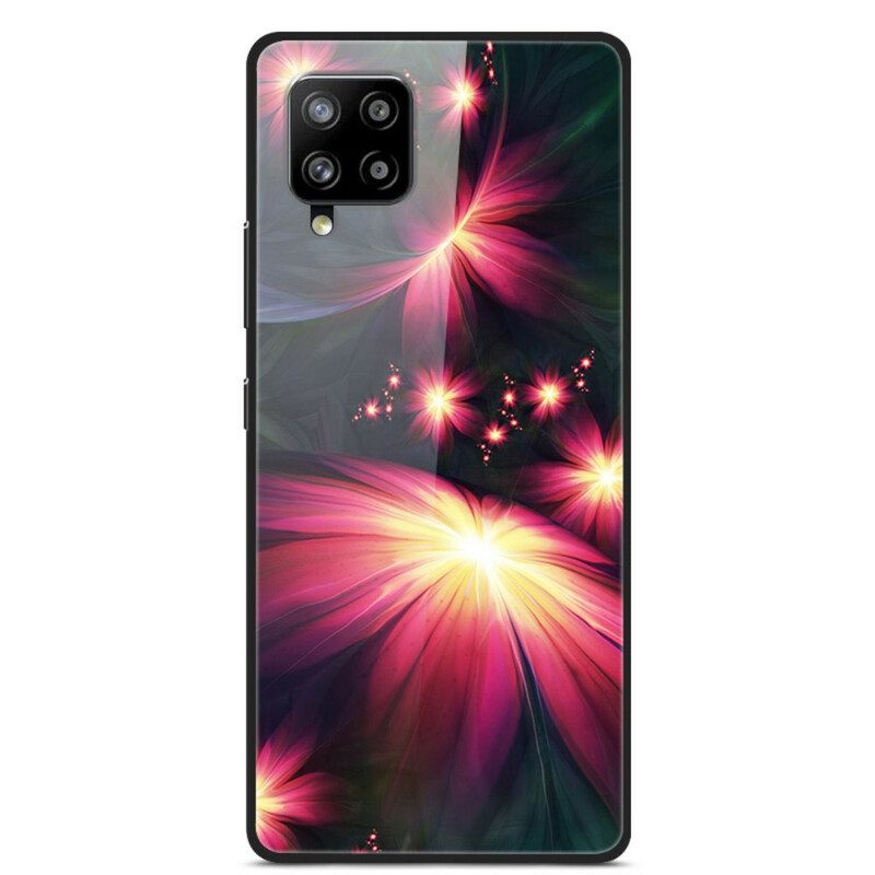 Hoesje voor Samsung Galaxy A42 5G Fancy Flowers Gehard Glas