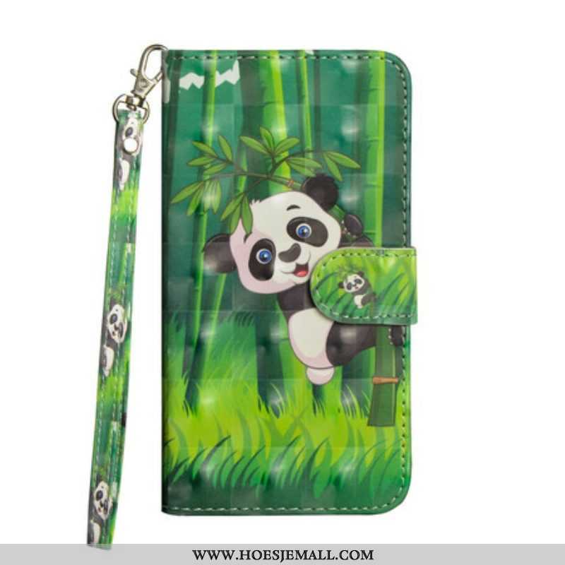 Folio-hoesje voor Samsung Galaxy A42 5G Panda En Bamboe