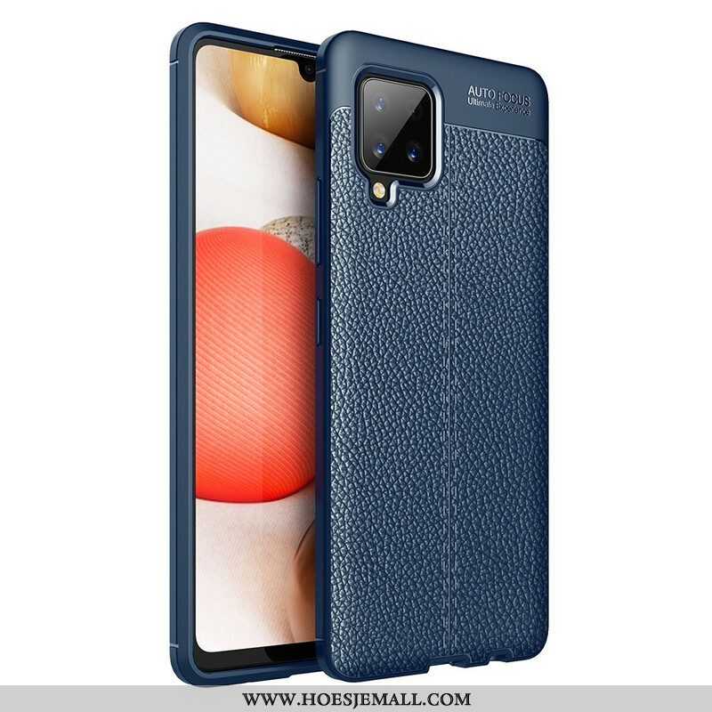 Hoesje voor Samsung Galaxy A42 5G Dubbellijnig Litchi-leereffect