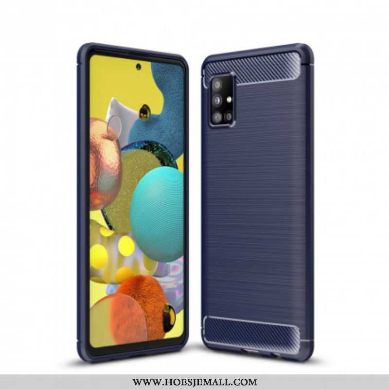 Hoesje voor Samsung Galaxy A51 5G Geborstelde Koolstofvezel