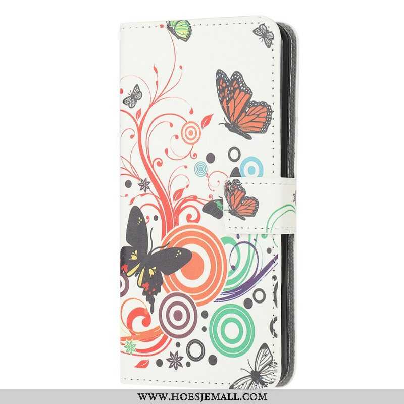 Folio-hoesje voor Samsung Galaxy A52 4G / A52 5G / A52s 5G Vlinders En Bloemen