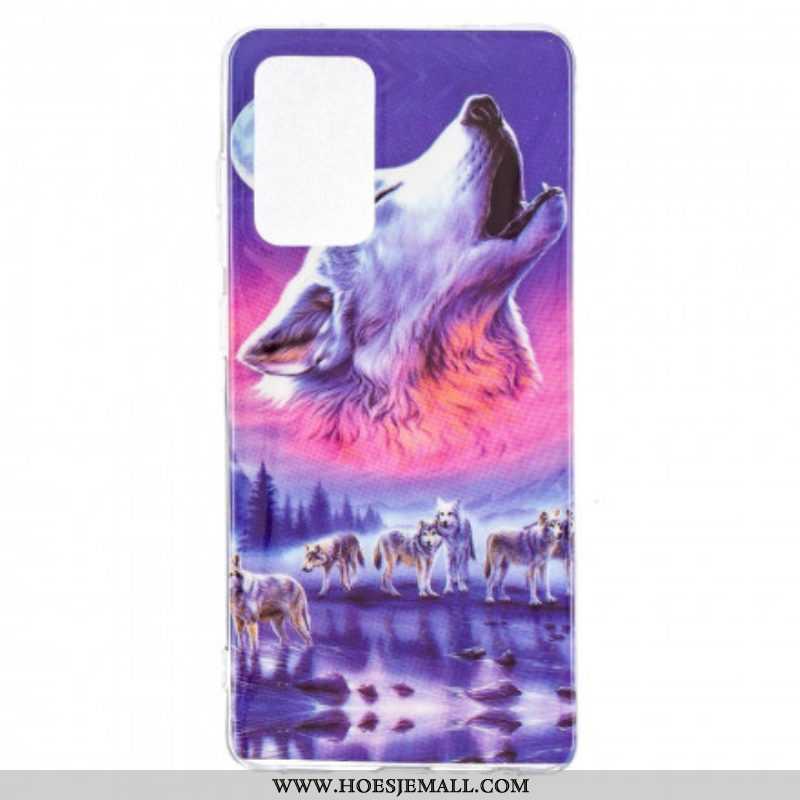 Hoesje voor Samsung Galaxy A52 4G / A52 5G / A52s 5G Fluorescerende Wolf-serie