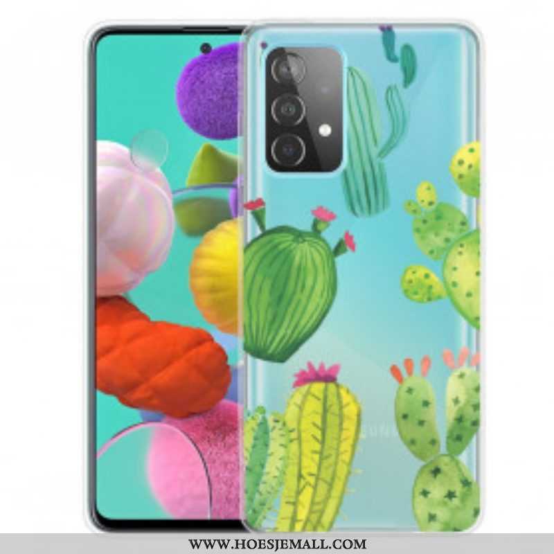 Hoesje voor Samsung Galaxy A52 4G / A52 5G / A52s 5G Aquarel Cactussen