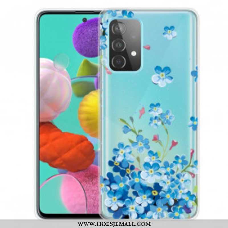 Hoesje voor Samsung Galaxy A52 4G / A52 5G / A52s 5G Blauwe Bloemen