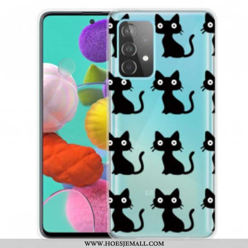 Hoesje voor Samsung Galaxy A52 4G / A52 5G / A52s 5G Meerdere Zwarte Katten