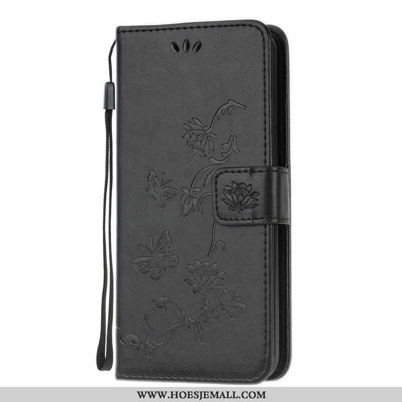 Folio-hoesje voor Samsung Galaxy A52 4G / A52 5G / A52s 5G Met Ketting String Vlinders En Bloemen