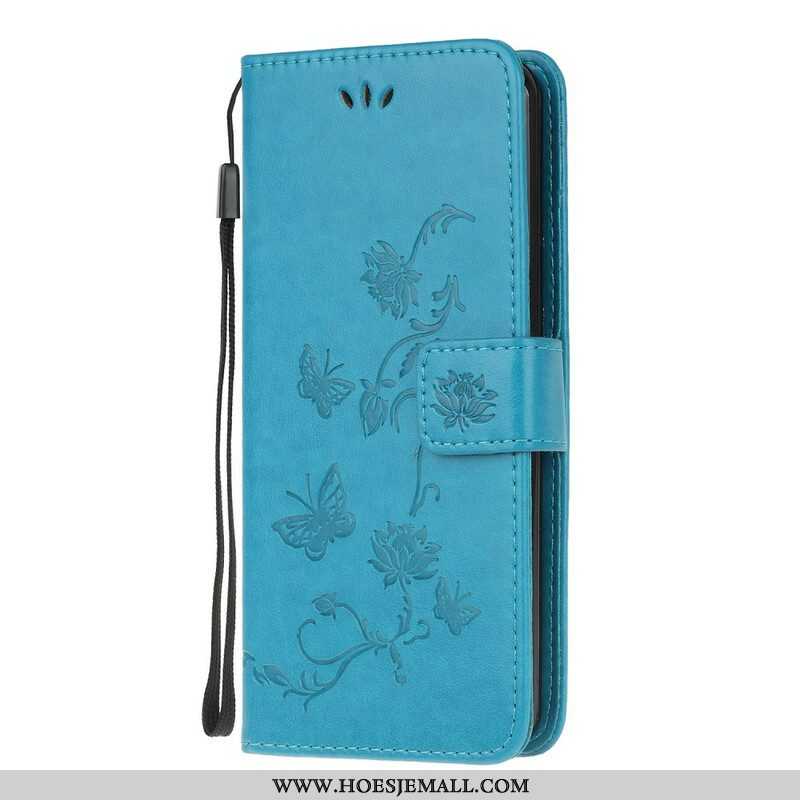 Folio-hoesje voor Samsung Galaxy A52 4G / A52 5G / A52s 5G Met Ketting String Vlinders En Bloemen