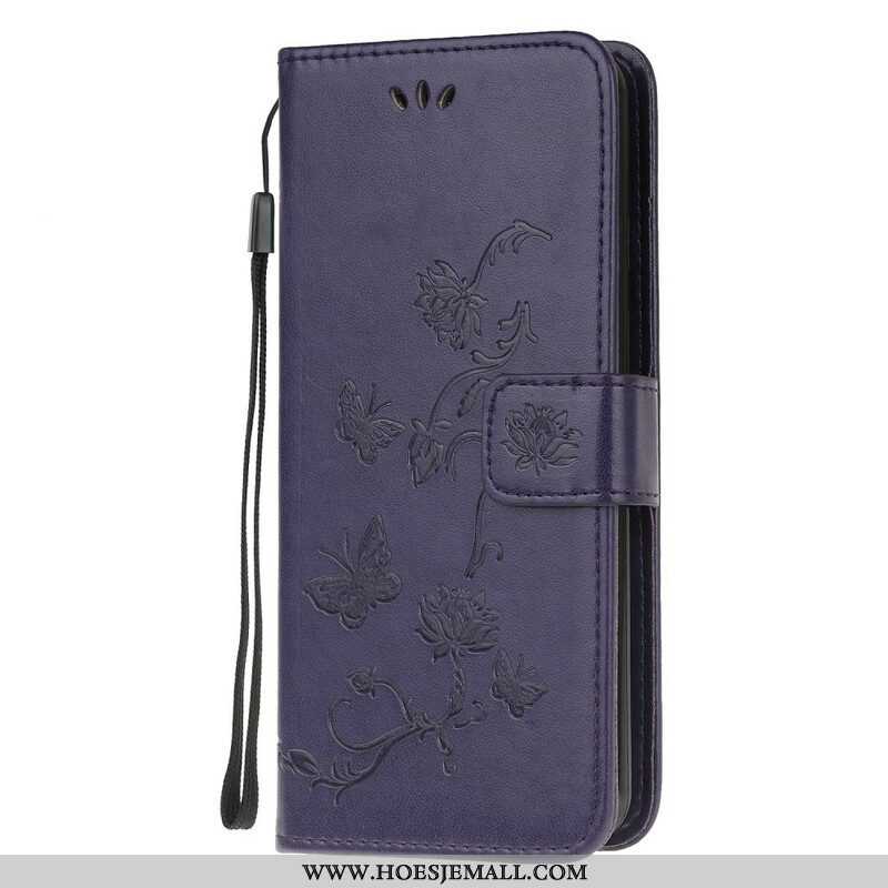 Folio-hoesje voor Samsung Galaxy A52 4G / A52 5G / A52s 5G Met Ketting String Vlinders En Bloemen