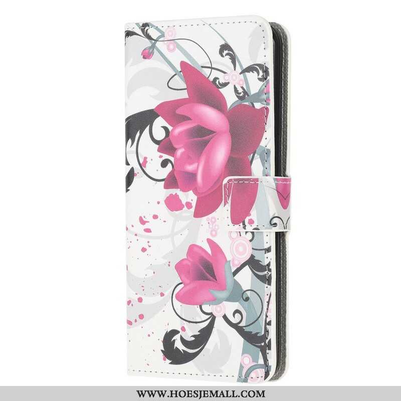 Folio-hoesje voor Samsung Galaxy A52 4G / A52 5G / A52s 5G Tropische Bloemen