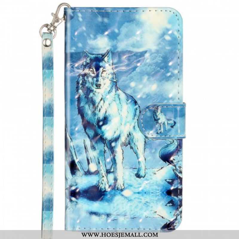 Folio-hoesje voor Samsung Galaxy A53 5G Met Ketting Lanyard Wolf