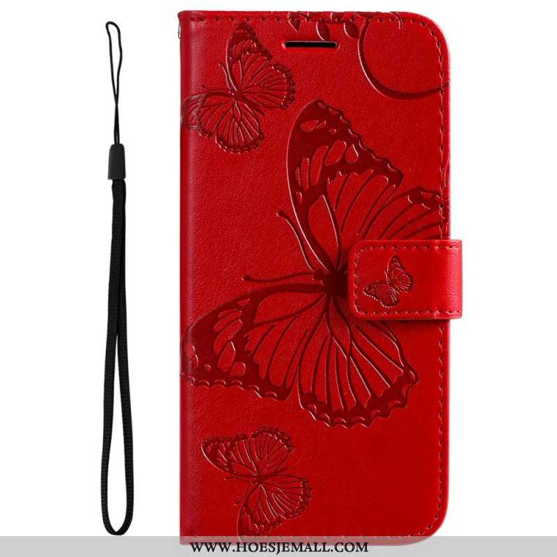 Flip Case voor Samsung Galaxy A53 5G Met Ketting Gigantische Riemvlinders