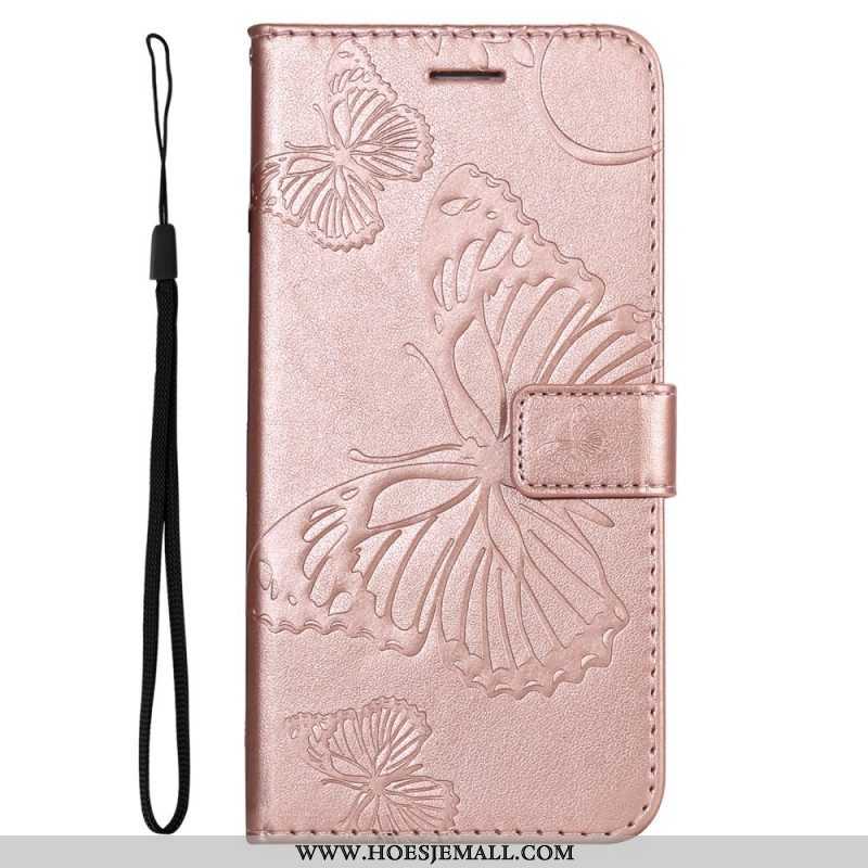 Flip Case voor Samsung Galaxy A53 5G Met Ketting Gigantische Riemvlinders