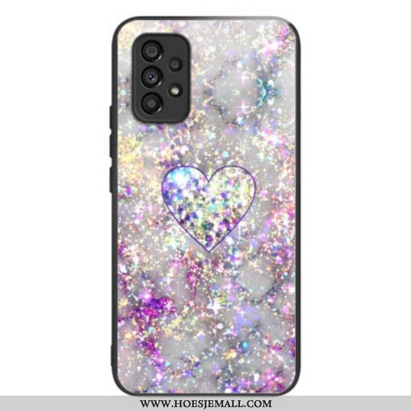 Hoesje voor Samsung Galaxy A53 5G Glitter Hart Gehard Glas