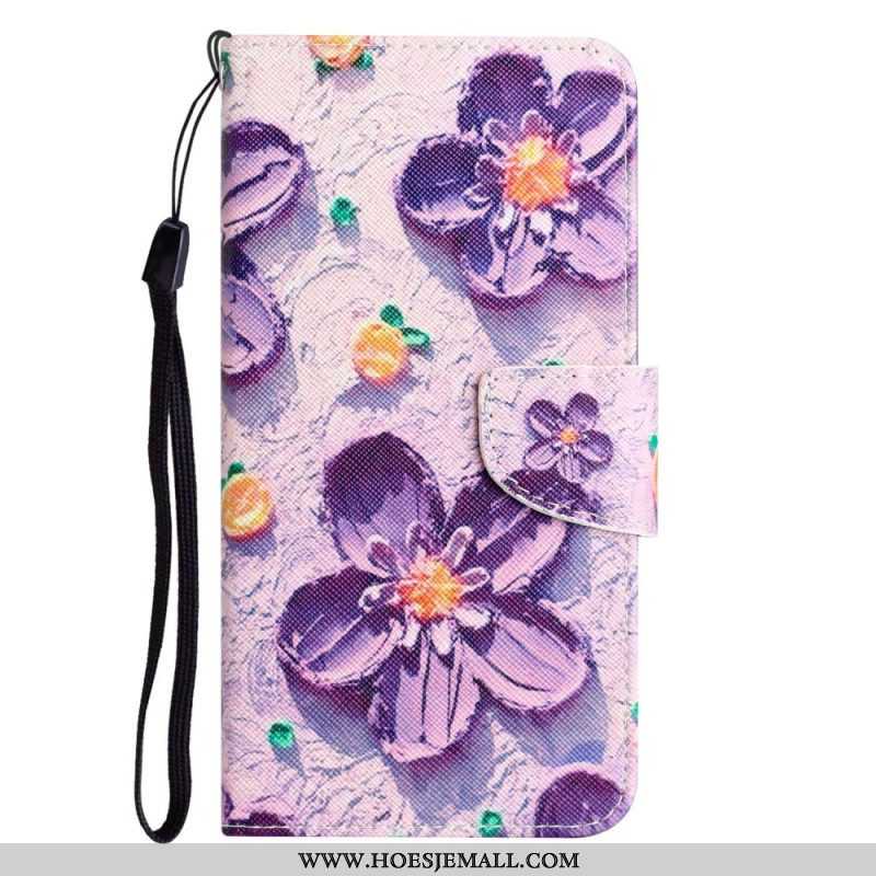 Leren Hoesje voor Samsung Galaxy A53 5G Met Ketting Riem Bloemen