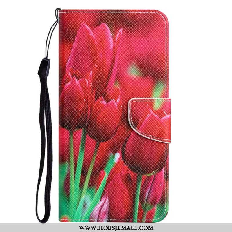 Leren Hoesje voor Samsung Galaxy A53 5G Met Ketting Riem Bloemen