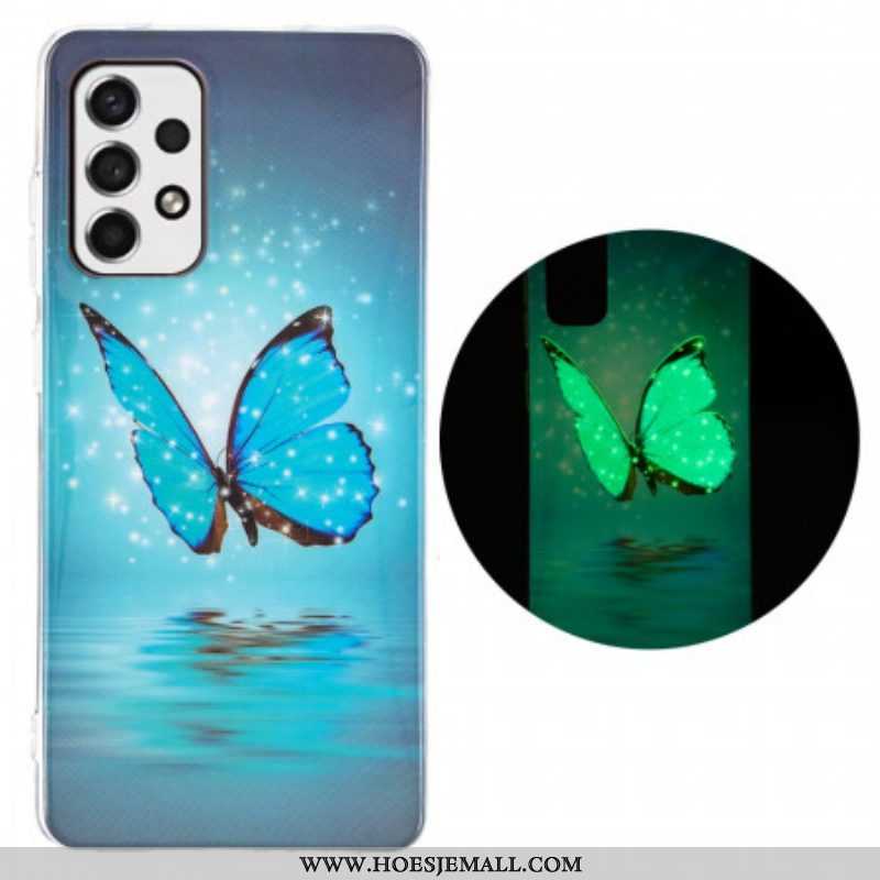 Hoesje voor Samsung Galaxy A53 5G Fluorescerende Blauwe Vlinder