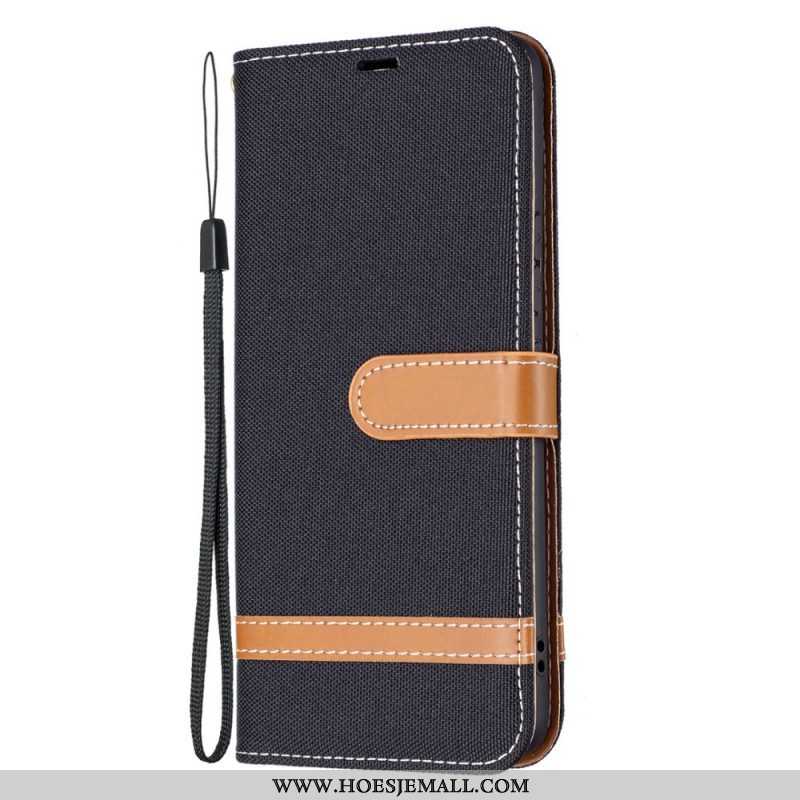 Folio-hoesje voor Samsung Galaxy A53 5G Met Ketting Band Van Stof En Leereffect