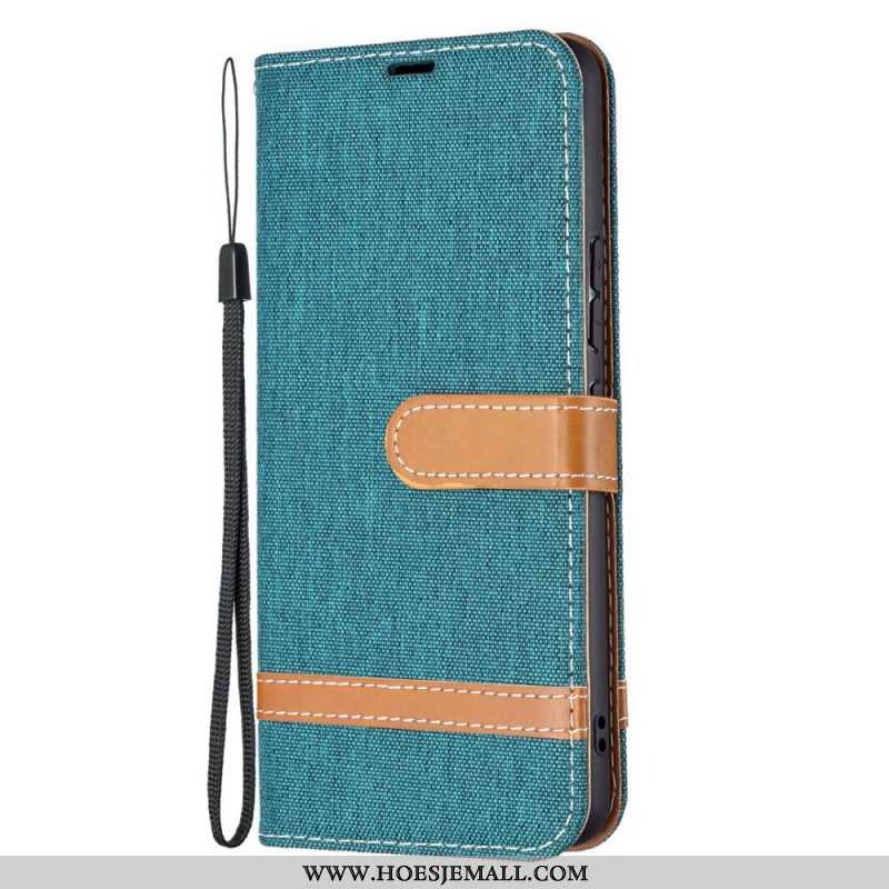 Folio-hoesje voor Samsung Galaxy A53 5G Met Ketting Band Van Stof En Leereffect