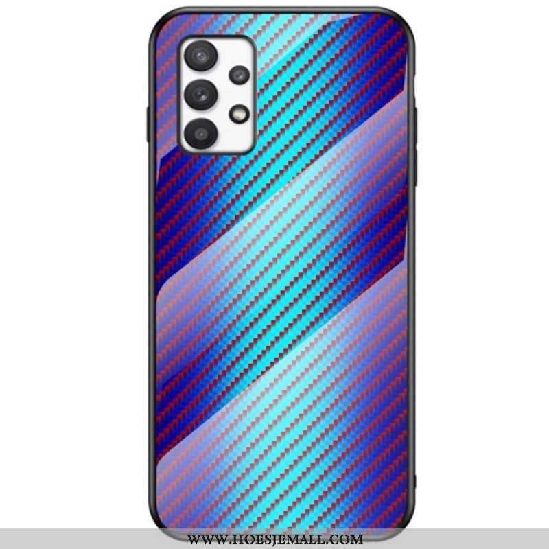 Hoesje voor Samsung Galaxy A53 5G Koolstofvezel Gehard Glas