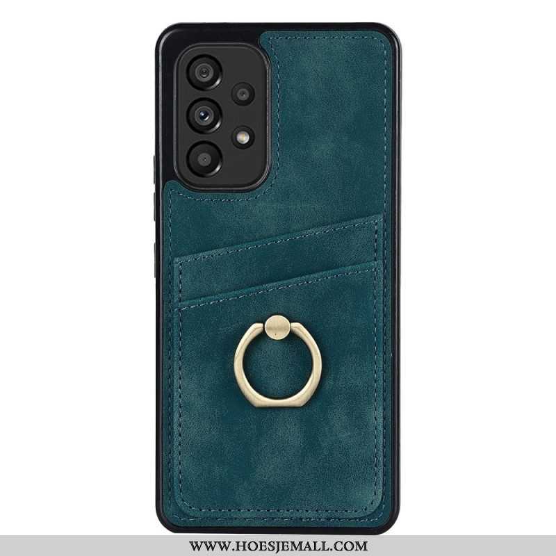 Hoesje voor Samsung Galaxy A53 5G Vintage Ringbeugel En Kaarthouder