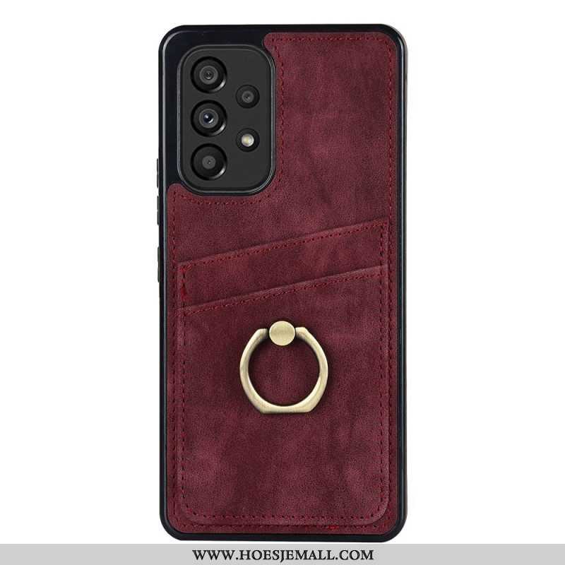 Hoesje voor Samsung Galaxy A53 5G Vintage Ringbeugel En Kaarthouder