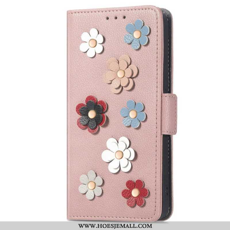 Leren Hoesje voor Samsung Galaxy A53 5G 3d Bloemen