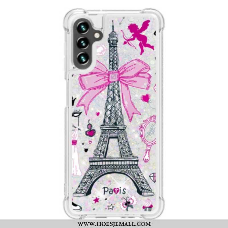 Hoesje voor Samsung Galaxy A54 5G Pailletten Van De Eiffeltoren