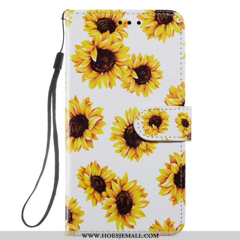 Folio-hoesje voor Samsung Galaxy A54 5G Met Ketting Strakke Bloemen