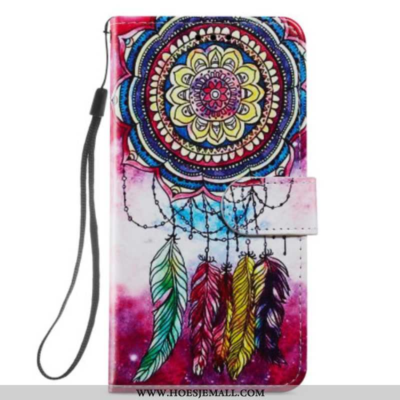 Folio-hoesje voor Samsung Galaxy A54 5G Met Ketting Aquarel Dromenvanger Met Riem