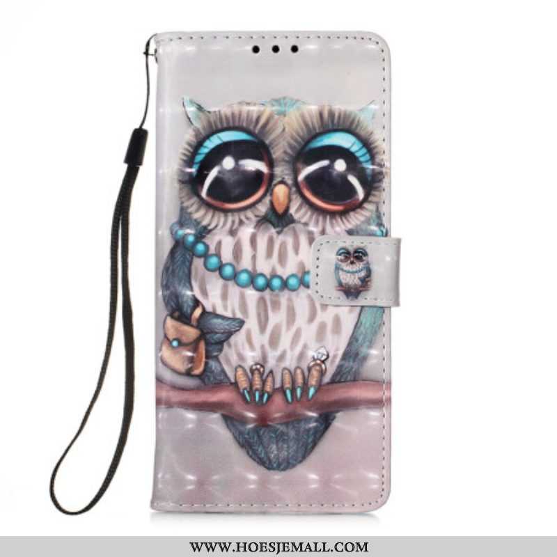 Flip Case voor Samsung Galaxy A54 5G Miss Uil Met Lanyard