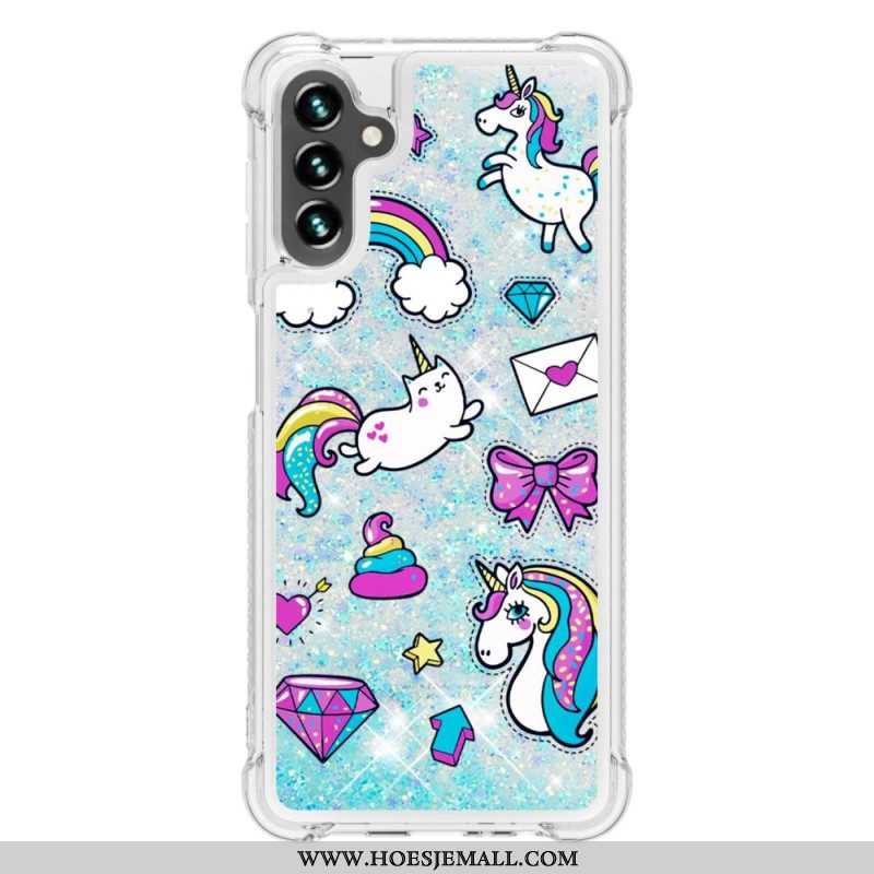 Hoesje voor Samsung Galaxy A54 5G Glitter Eenhoorns