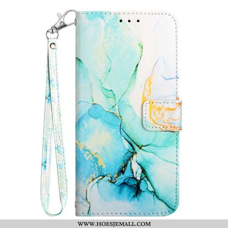 Leren Hoesje voor Samsung Galaxy A54 5G Met Ketting Marmer Strippen