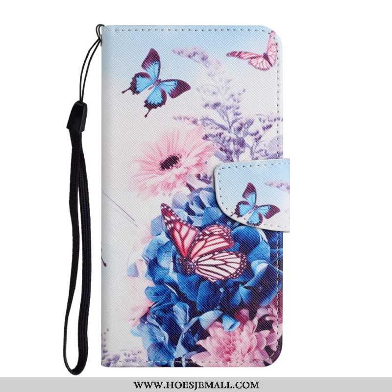 Folio-hoesje voor Samsung Galaxy A54 5G Meesterlijke Vlinders Met Lanyard