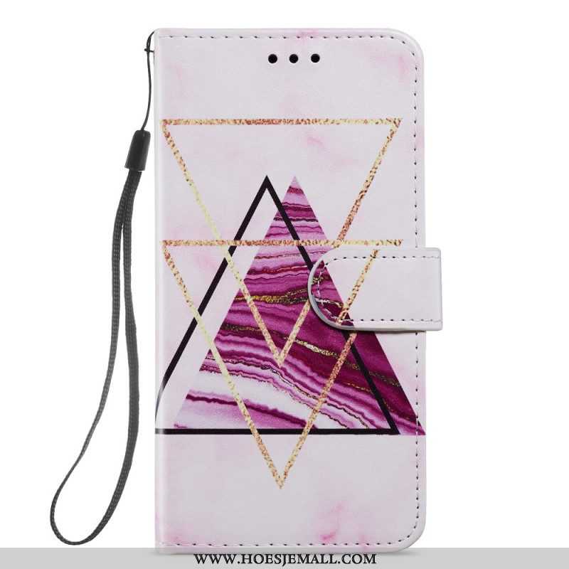 Folio-hoesje voor Samsung Galaxy A54 5G Met Ketting Marmer In Strappy-stijl