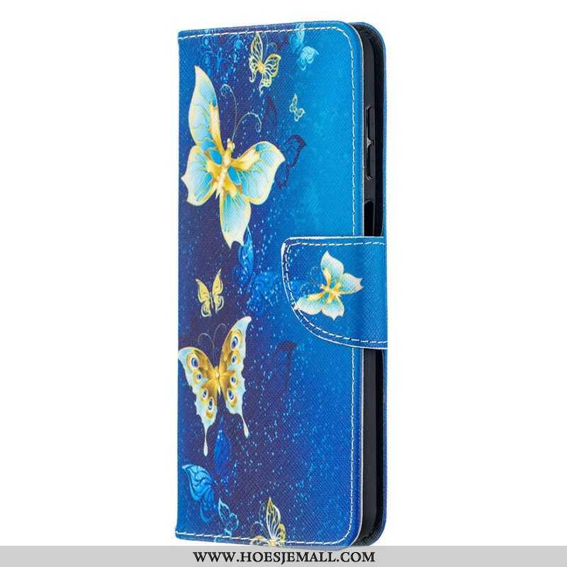 Leren Hoesje voor Samsung Galaxy M12 / A12 Gouden Vlinders