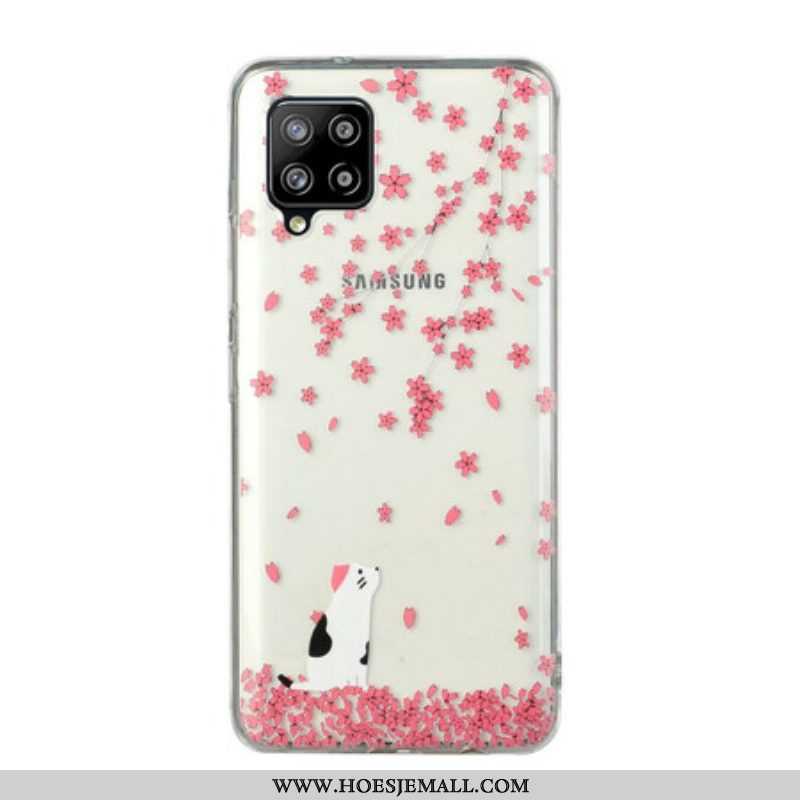 Hoesje voor Samsung Galaxy M12 / A12 Bloemblaadjes En Kat