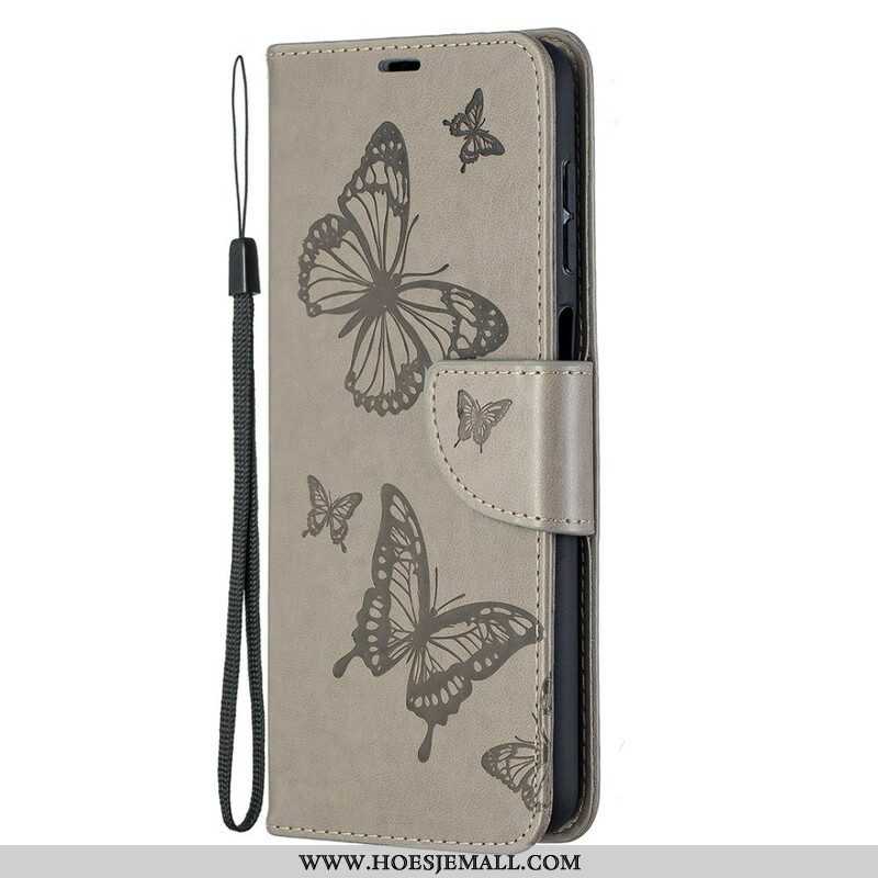 Leren Hoesje voor Samsung Galaxy M12 / A12 Vlinders Tijdens De Vlucht Met Lanyard