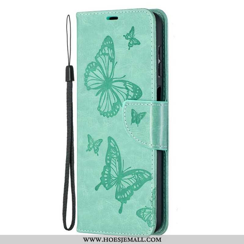 Leren Hoesje voor Samsung Galaxy M12 / A12 Vlinders Tijdens De Vlucht Met Lanyard