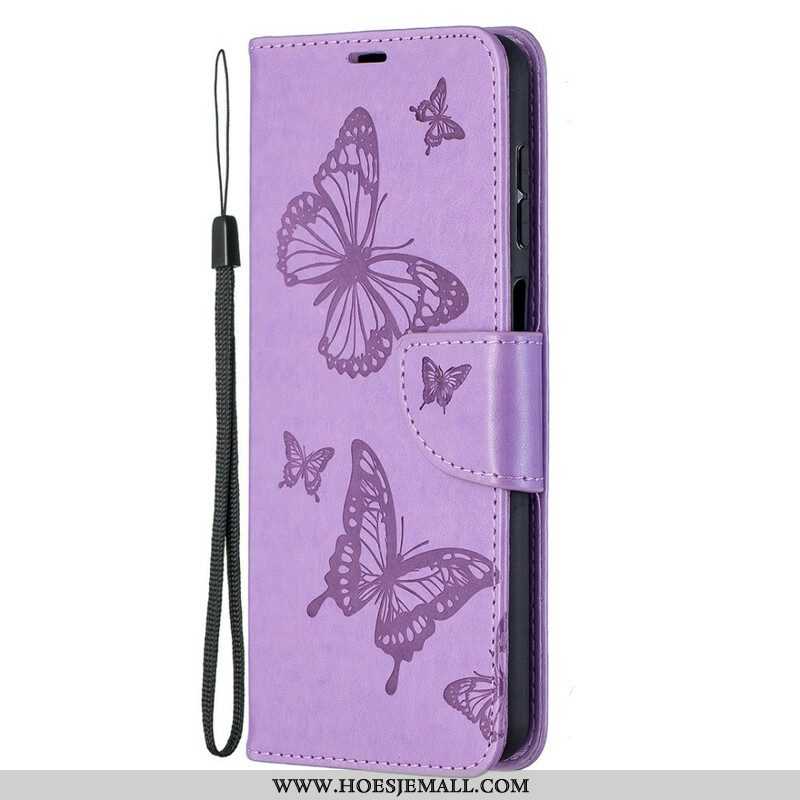 Leren Hoesje voor Samsung Galaxy M12 / A12 Vlinders Tijdens De Vlucht Met Lanyard