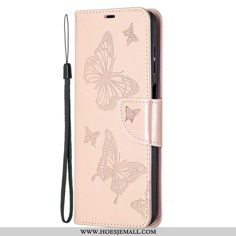 Leren Hoesje voor Samsung Galaxy M12 / A12 Vlinders Tijdens De Vlucht Met Lanyard