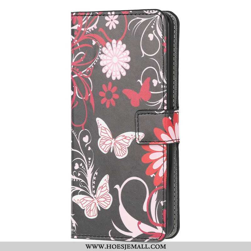 Folio-hoesje voor Samsung Galaxy M12 / A12 Vlinders En Bloemen