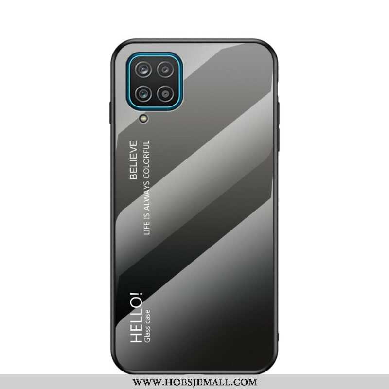 Hoesje voor Samsung Galaxy M12 / A12 Gehard Glas Hallo