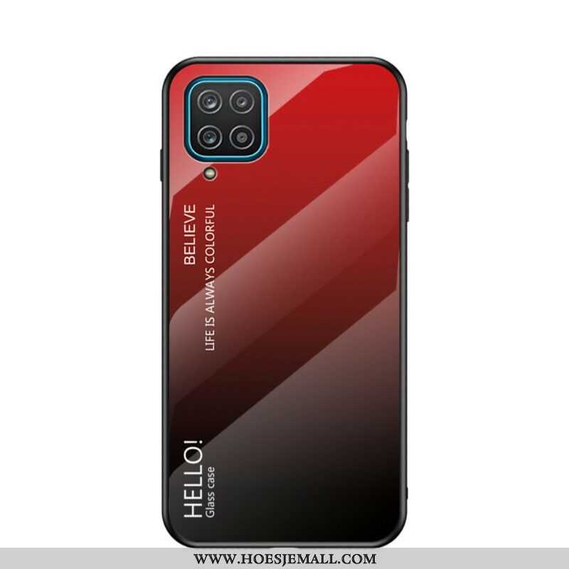 Hoesje voor Samsung Galaxy M12 / A12 Gehard Glas Hallo